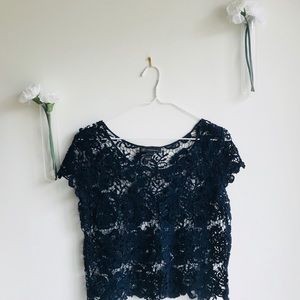 INC International Concepts | Navy Blue Crochet Top